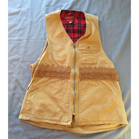 Vtg Cumberland Hunting Vest Adult M Ta Pat Co Made Tan Duck Canvas Talon Zipper - Picture 1 of 10